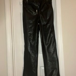 Black faux leather pants